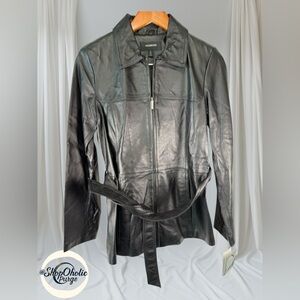 Colebrook Black Leather Jacket Size Small 100% leather NWT Leather Coat small